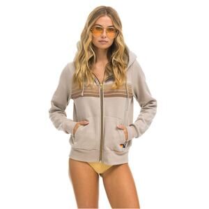 Aviator Nation 5 Stripe Hoodie Sand / Tan Large